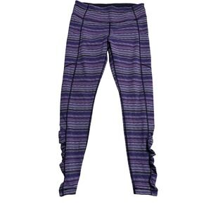 Lululemon Speed Tight IV Purple Size 10 Striped Leggings Ruched Details w Pocket